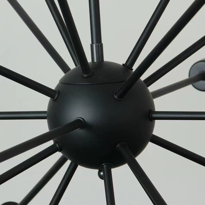 Matte Black Chandelier – Mid-Century Starburst