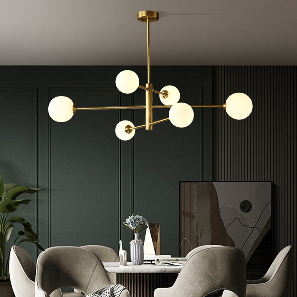 Mid-Century Chandelier – Adjustable Glass Shades
