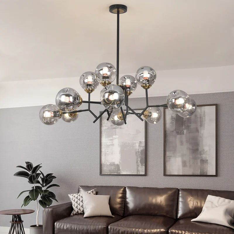 Mid-Century Chandelier & Smoked Gray Accents