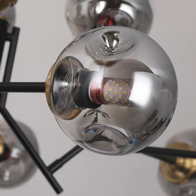 Mid-Century Chandelier & Smoked Gray Accents