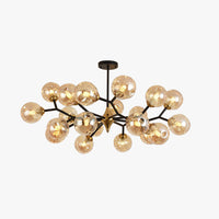 Mid-Century Chandelier with Amber Glass Shades
