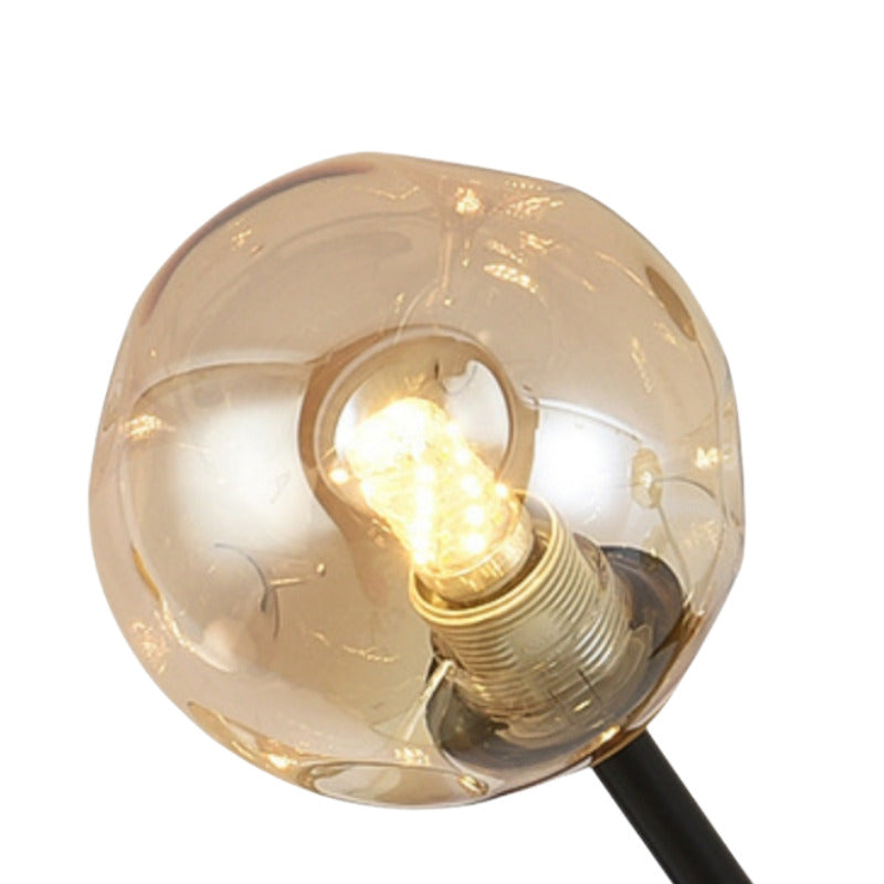 Mid-Century Chandelier with Amber Glass Shades
