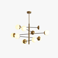 Mid-Century Chandelier with Spherical Glass Shades