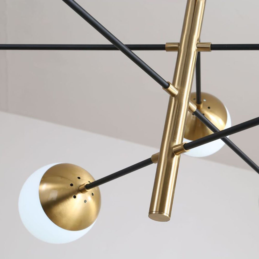 Mid-Century Chandelier with Spherical Glass Shades
