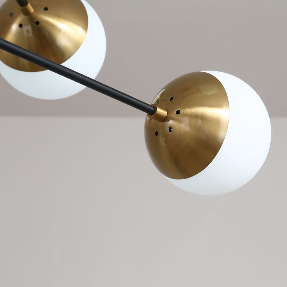 Mid-Century Chandelier with Spherical Glass Shades