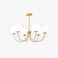 Mid-Century Gold Chandelier with Spherical Shades