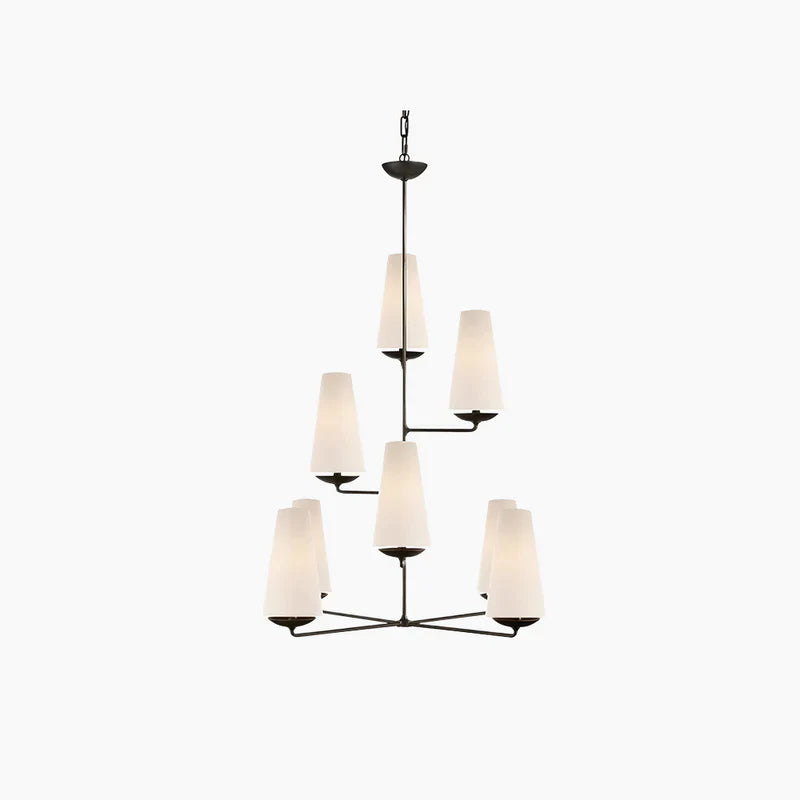 Mid-Century Modern Chandelier & Cylindrical Shades