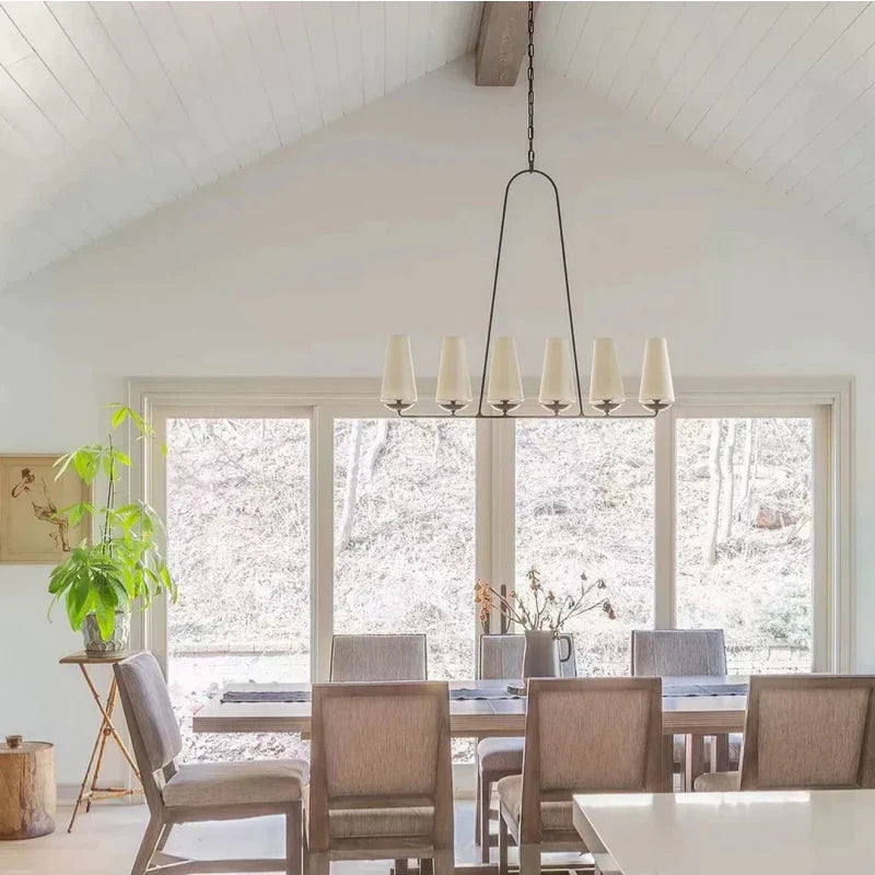 Mid-Century Modern Chandelier & Cylindrical Shades