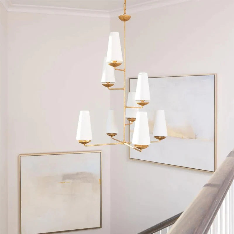 Mid-Century Modern Chandelier & Cylindrical Shades