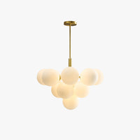 Mid-Century Modern Chandelier, Gold & White Design