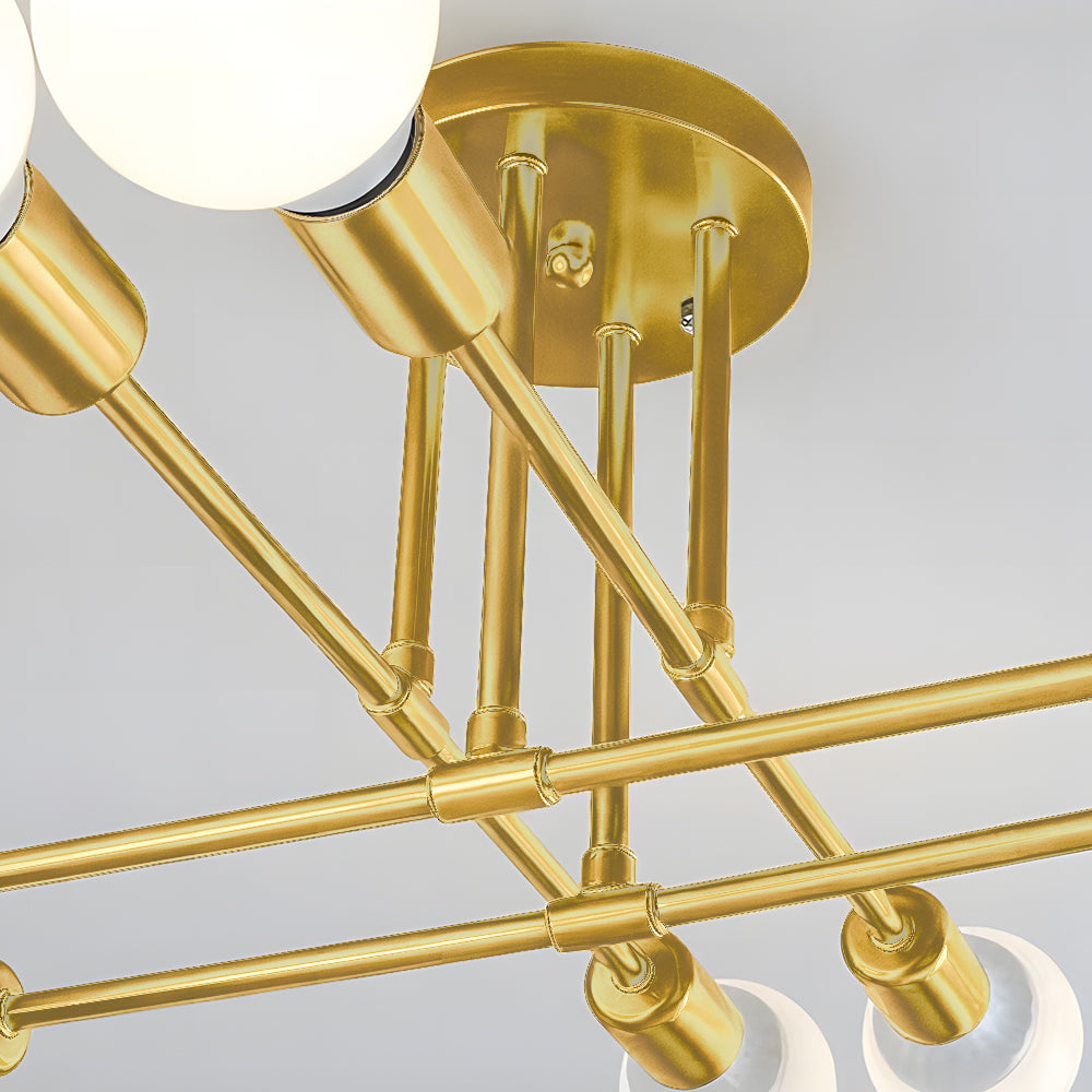 Mid-Century Modern Chandelier in Black & Gold