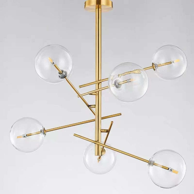 Mid-Century Modern Chandelier with Bubble Shades