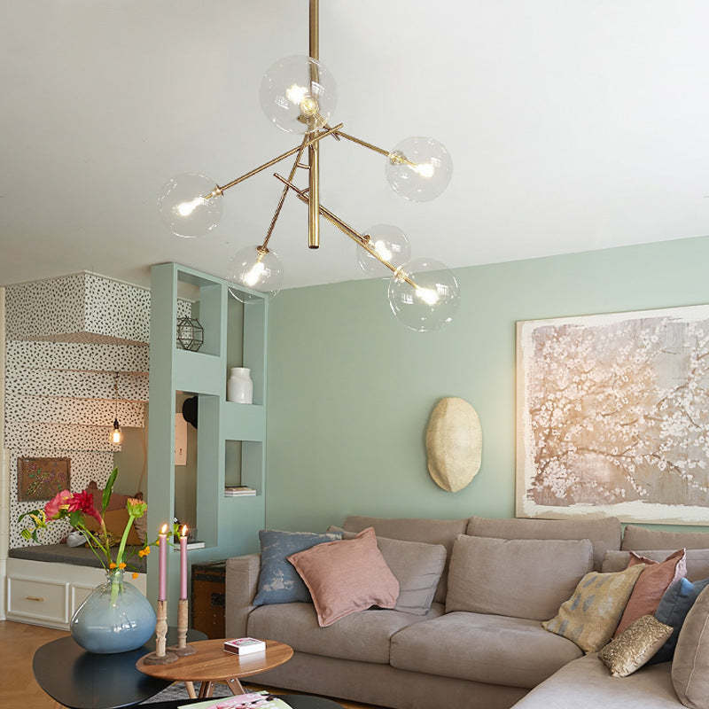 Mid-Century Modern Chandelier with Bubble Shades