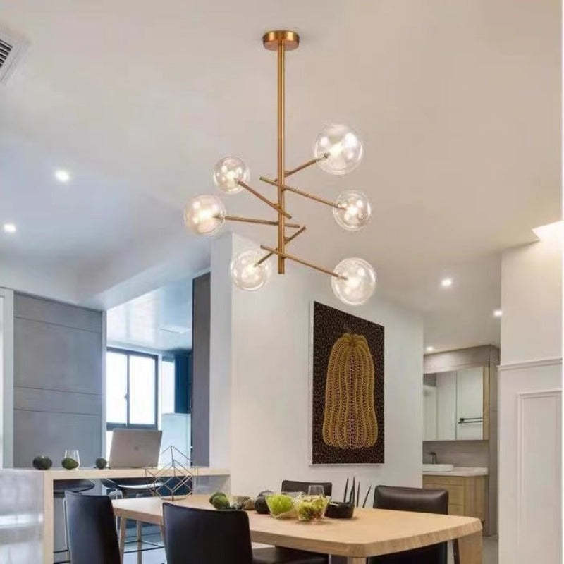 Mid-Century Modern Chandelier with Bubble Shades