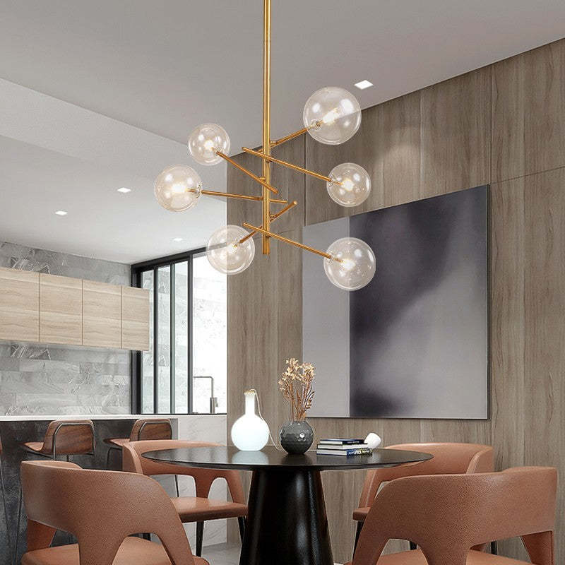 Mid-Century Modern Chandelier with Bubble Shades