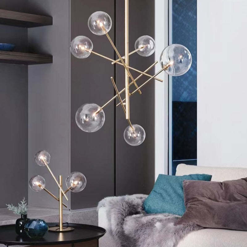 Mid-Century Modern Chandelier with Bubble Shades