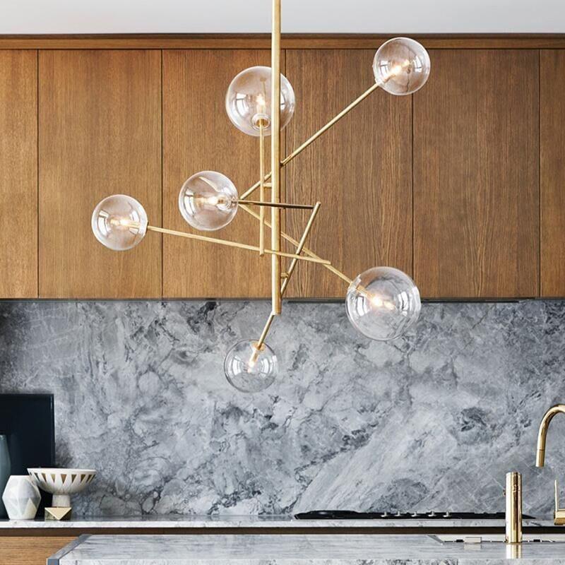 Mid-Century Modern Chandelier with Bubble Shades