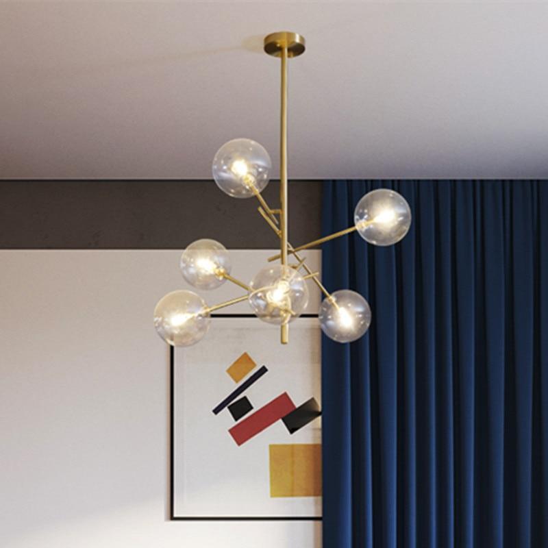 Mid-Century Modern Chandelier with Bubble Shades