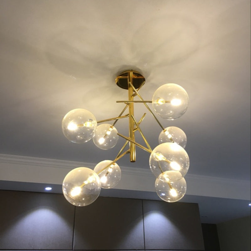 Mid-Century Modern Chandelier with Bubble Shades