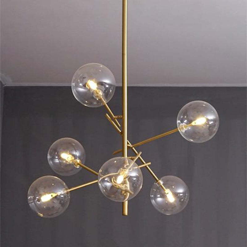 Mid-Century Modern Chandelier with Bubble Shades