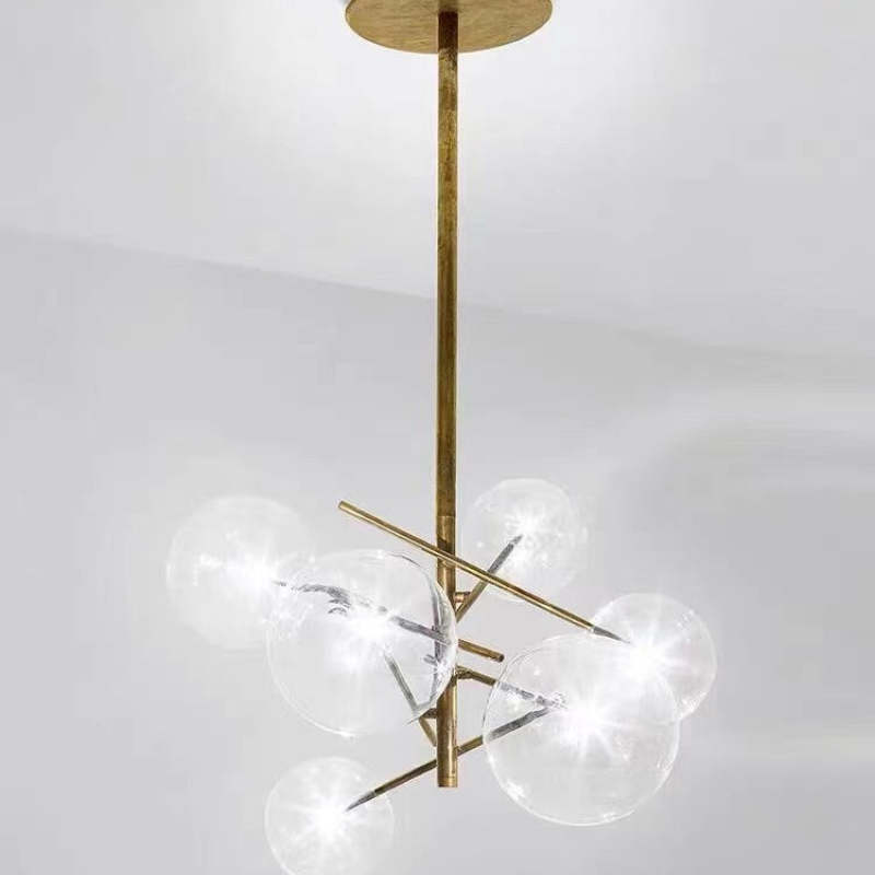 Mid-Century Modern Chandelier with Bubble Shades