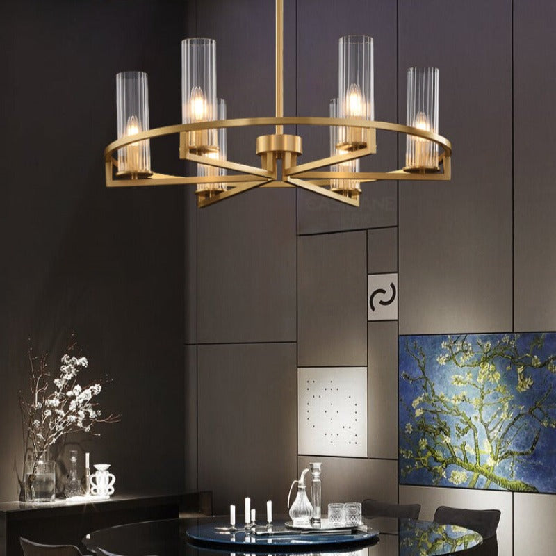 Mid-Century Modern Chandelier with Glass Cylinders