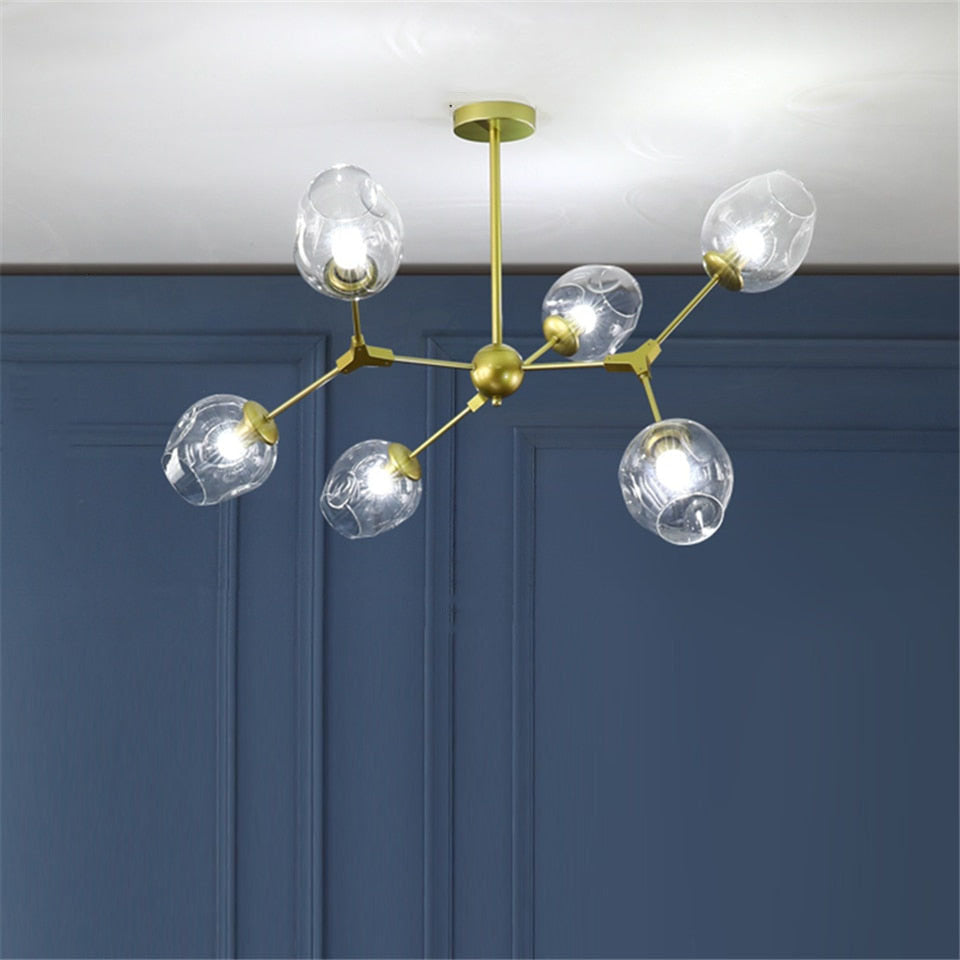 Mid-Century Modern Chandelier with Glass Shades