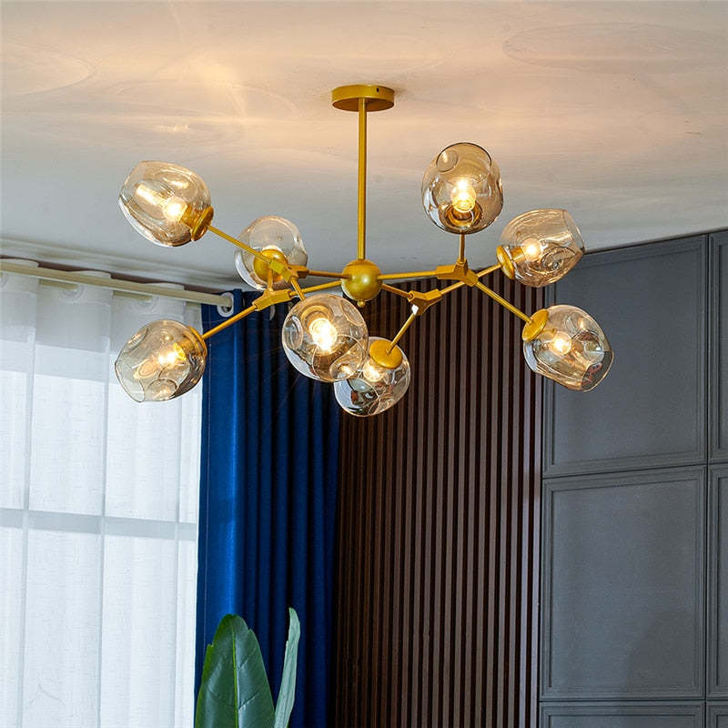 Mid-Century Modern Chandelier with Glass Shades