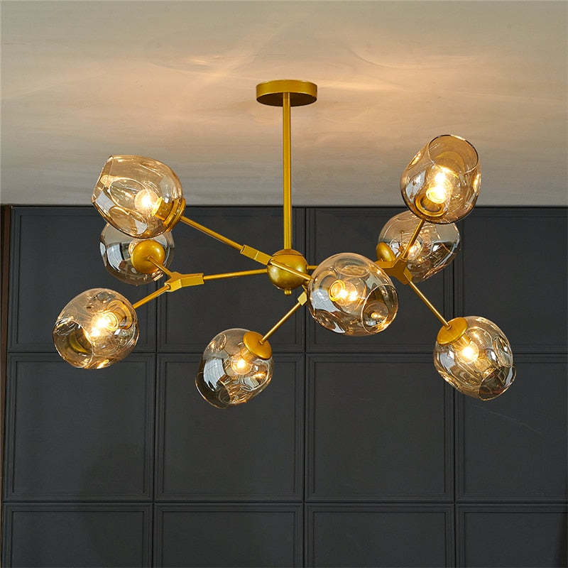 Mid-Century Modern Chandelier with Glass Shades