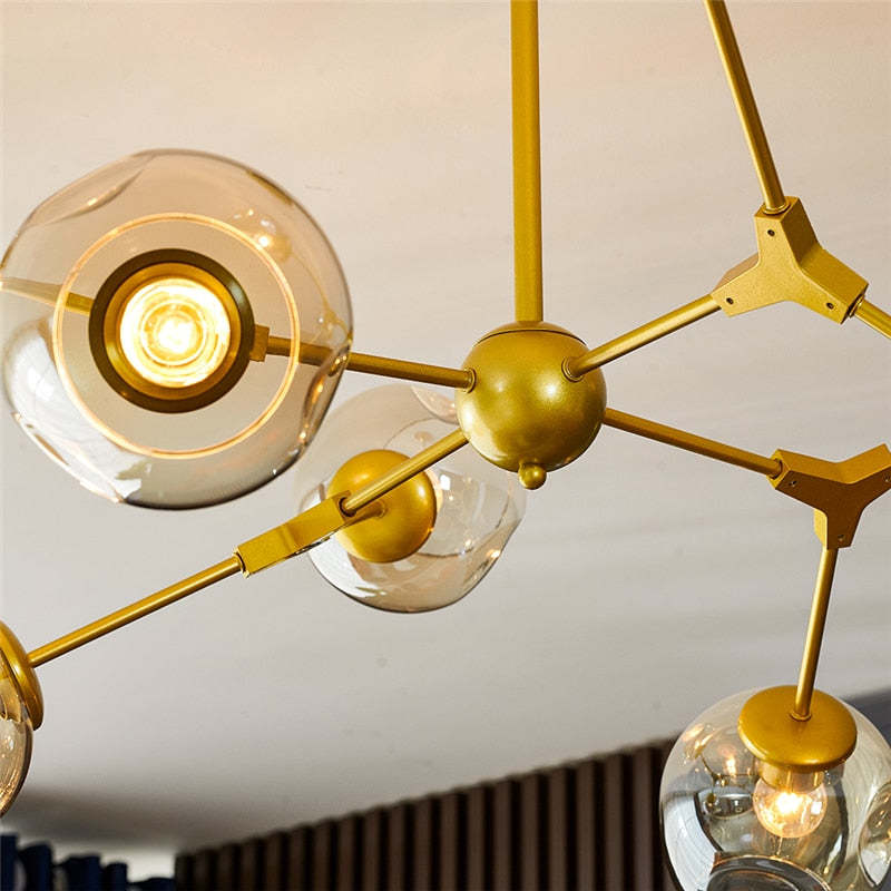 Mid-Century Modern Chandelier with Glass Shades