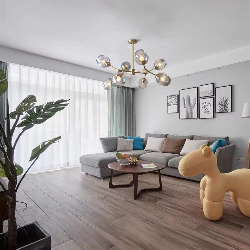 Mid-Century Modern Chandelier with Glass Shades