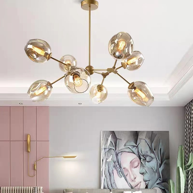 Mid-Century Modern Chandelier with Glass Shades