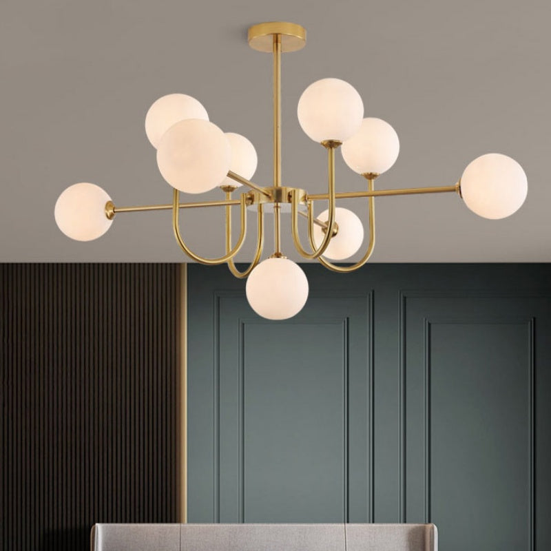 Mid-Century Modern Gold Chandelier – Symmetrical Design