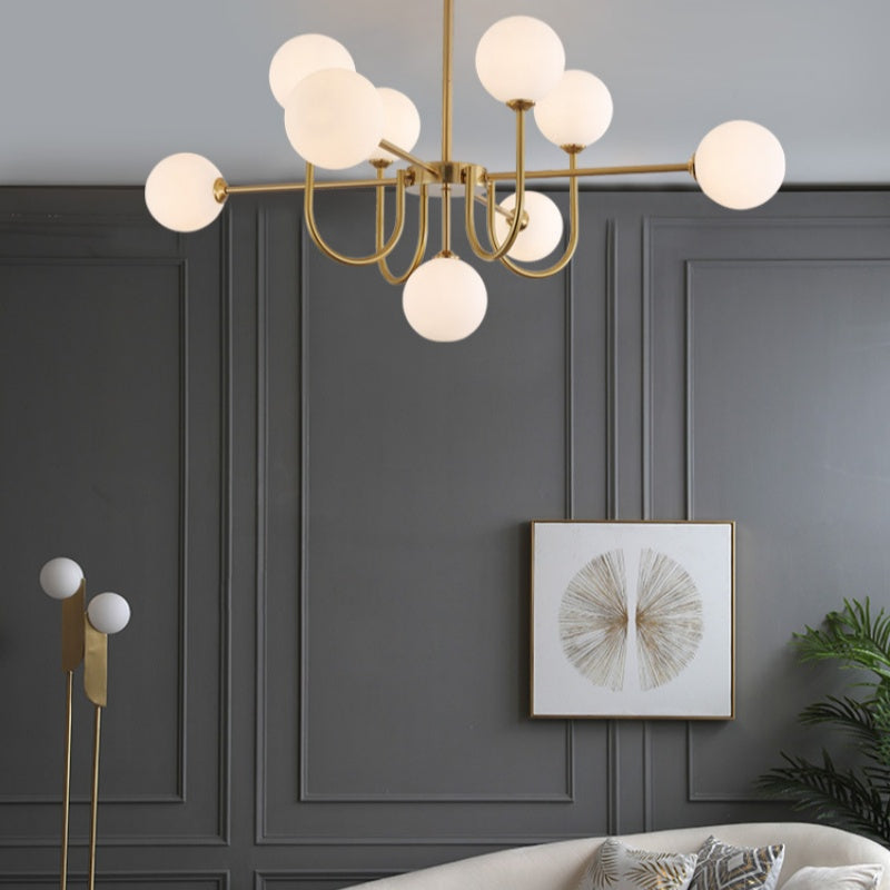 Mid-Century Modern Gold Chandelier – Symmetrical Design