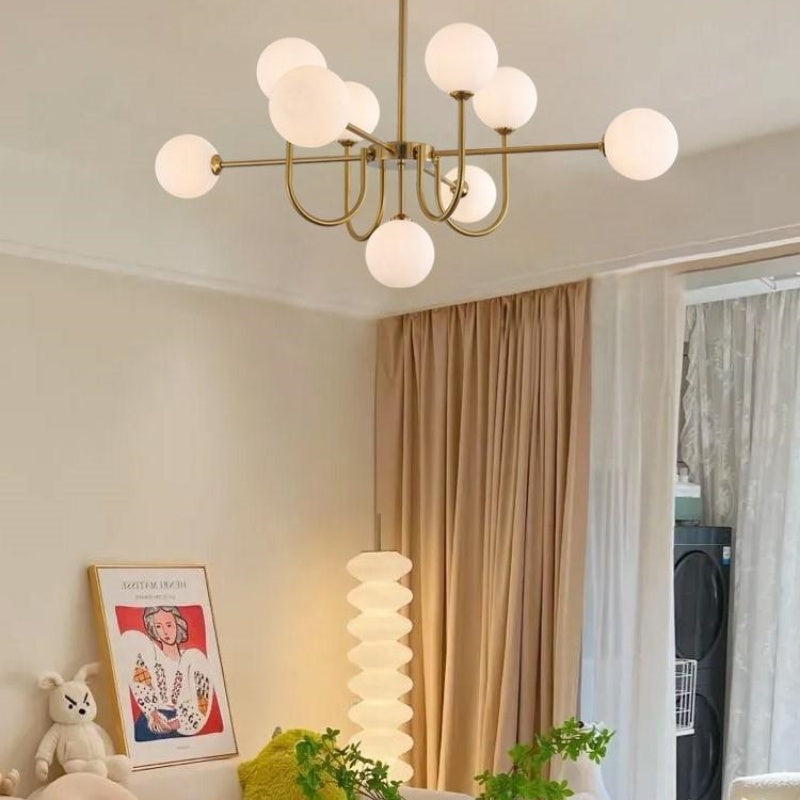 Mid-Century Modern Gold Chandelier – Symmetrical Design