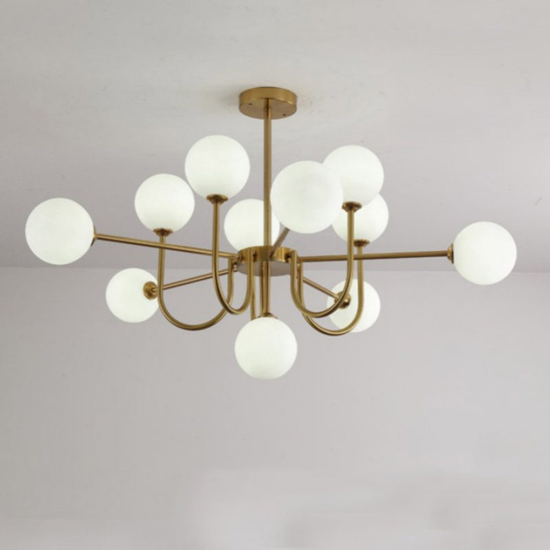 Mid-Century Modern Gold Chandelier – Symmetrical Design