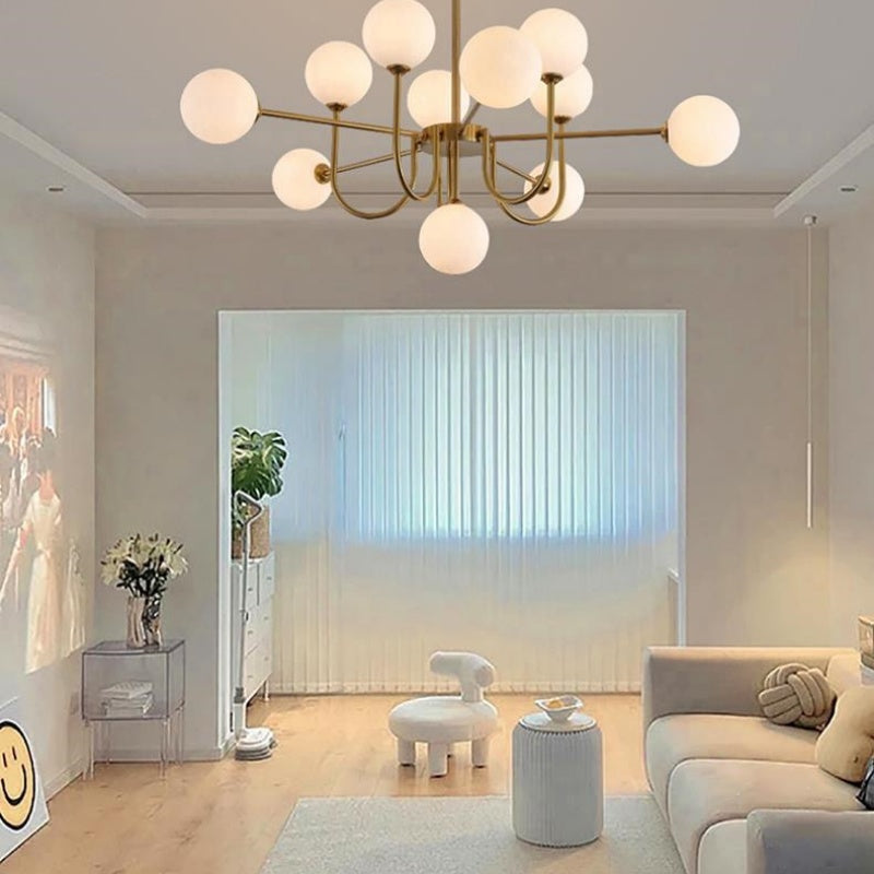 Mid-Century Modern Gold Chandelier – Symmetrical Design