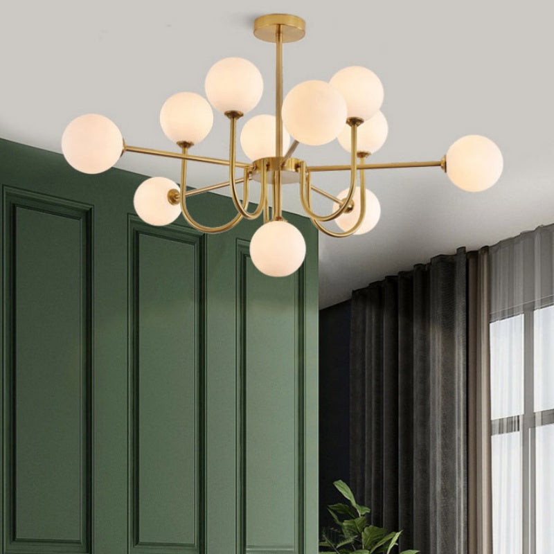 Mid-Century Modern Gold Chandelier – Symmetrical Design