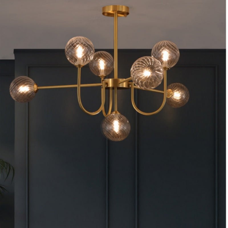 Mid-Century Modern Gold Chandelier – Symmetrical Design