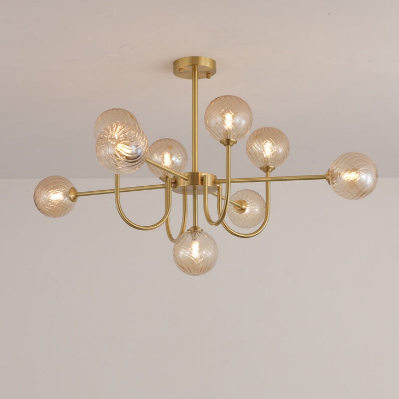 Mid-Century Modern Gold Chandelier – Symmetrical Design