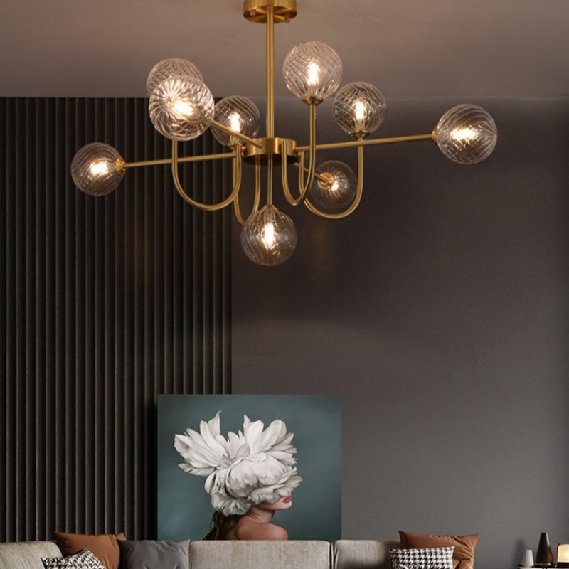 Mid-Century Modern Gold Chandelier – Symmetrical Design