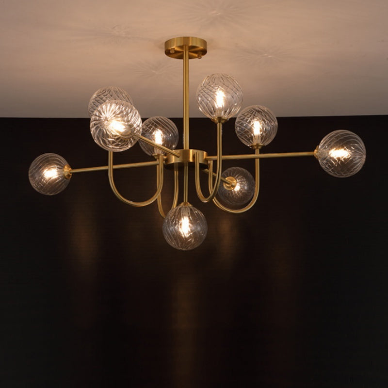 Mid-Century Modern Gold Chandelier – Symmetrical Design