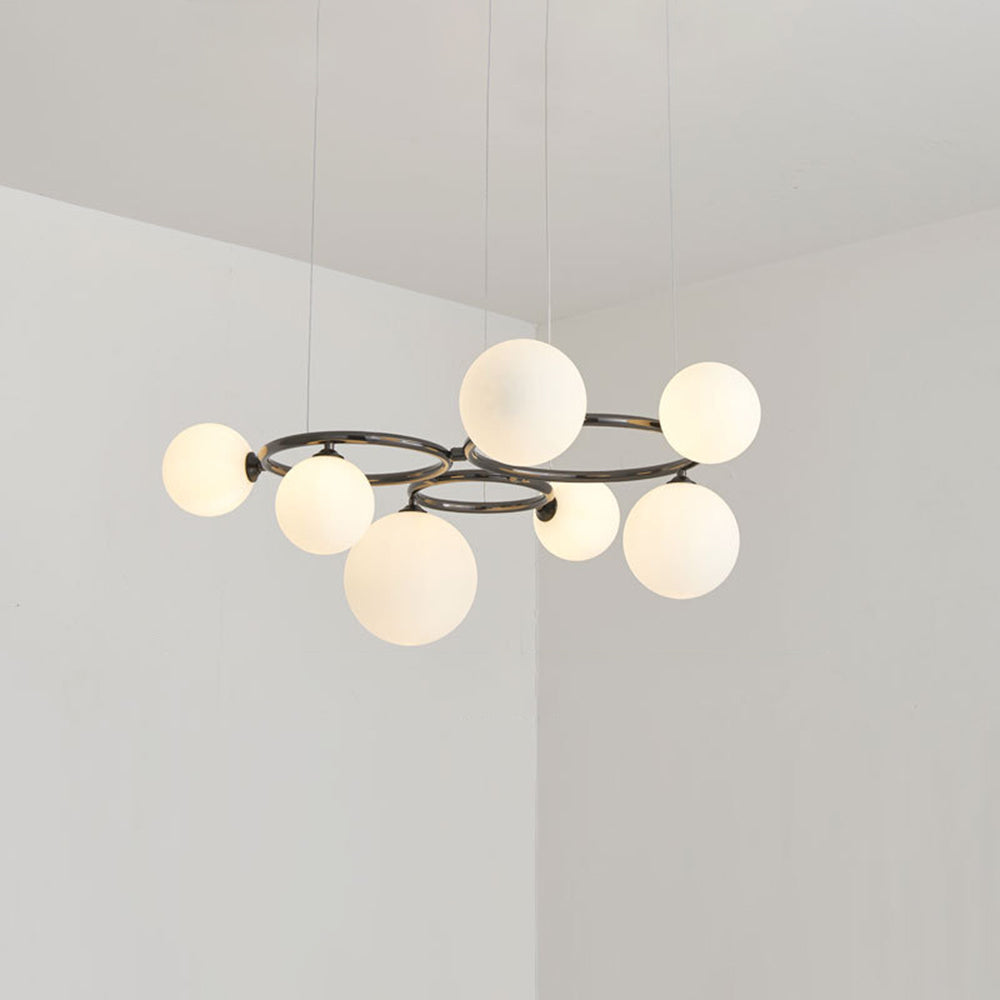 Mid-Century Modern LED Chandelier, Spherical Shades