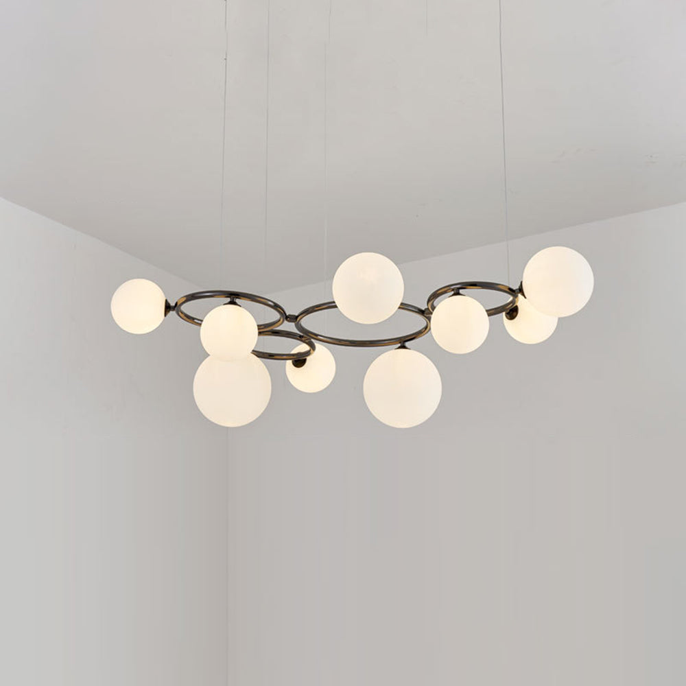 Mid-Century Modern LED Chandelier, Spherical Shades