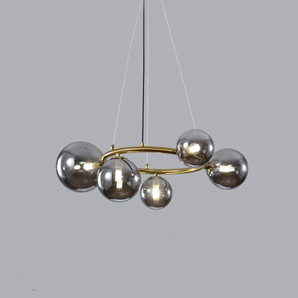 Mid-Century Modern LED Chandelier, Spherical Shades