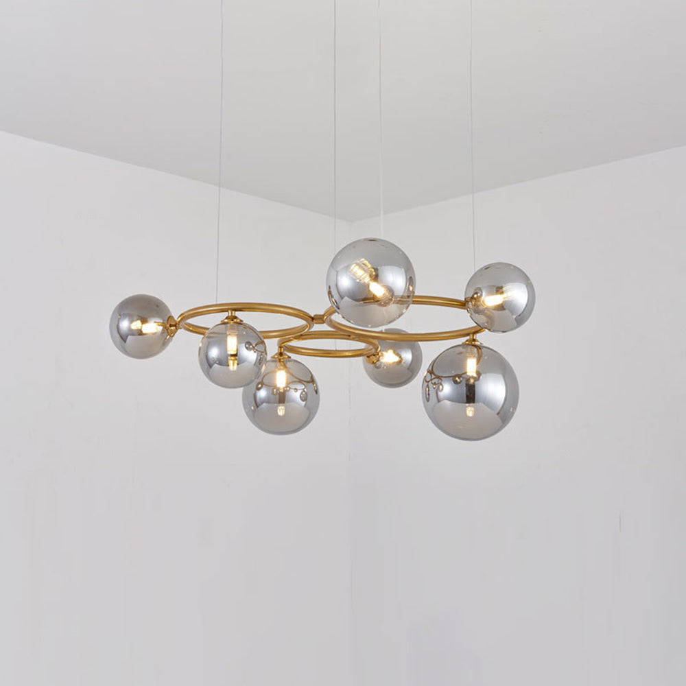 Mid-Century Modern LED Chandelier, Spherical Shades
