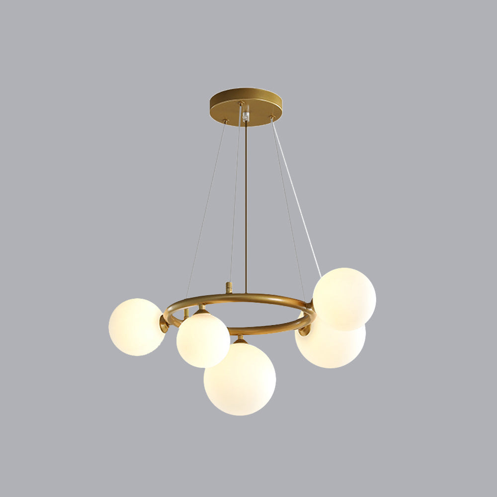 Mid-Century Modern LED Chandelier, Spherical Shades
