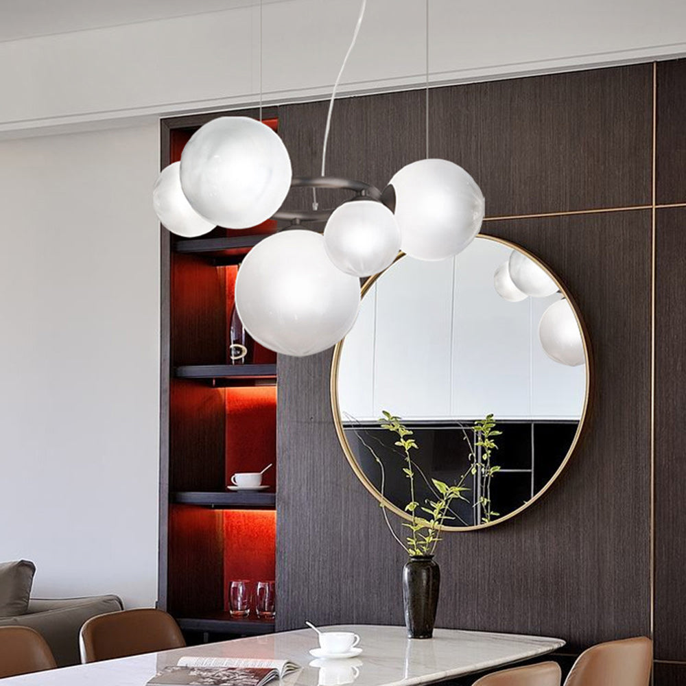 Mid-Century Modern LED Chandelier, Spherical Shades