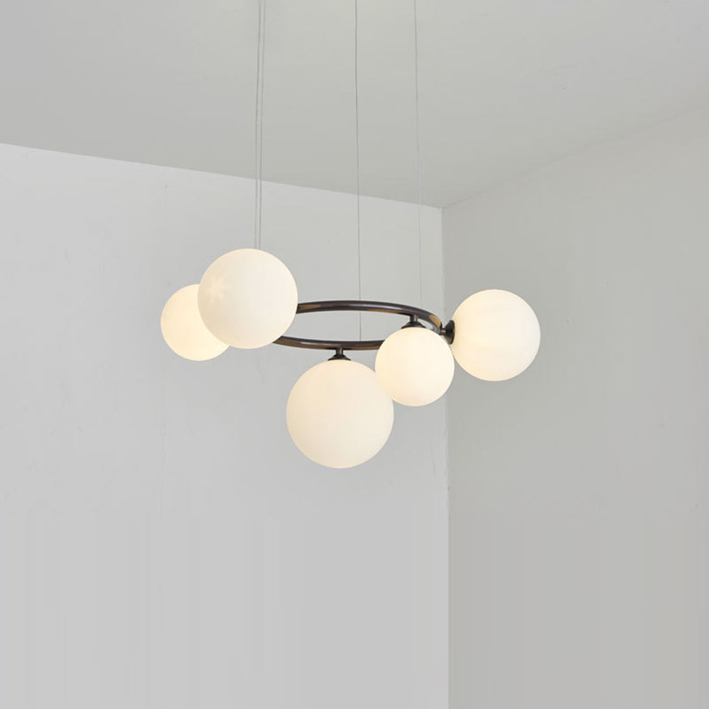 Mid-Century Modern LED Chandelier, Spherical Shades