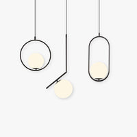 Mid-Century Modern Pendant Light - Black & Glass